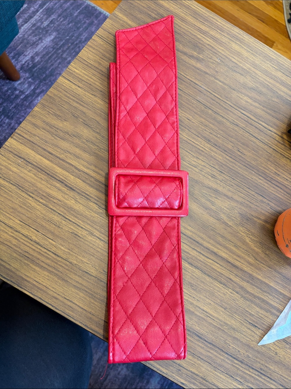 Quilted red pleather waist belt